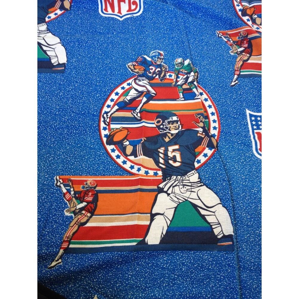 Pair Vtg NFL Football USA Made JC Penney Curtains Fabric Curtain Panels 23x52